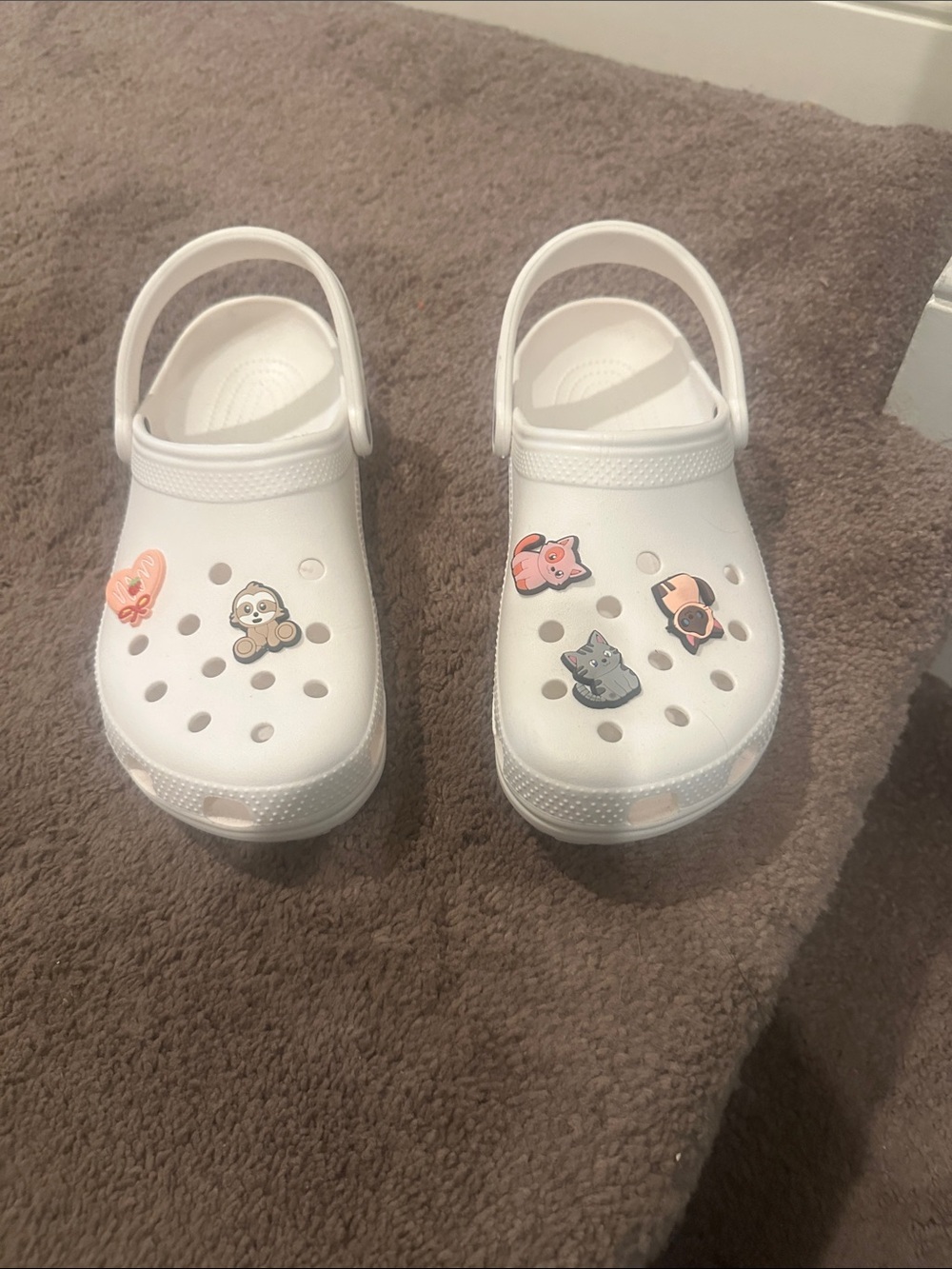 Women’s  White Crocs Sandals with Charms size 11